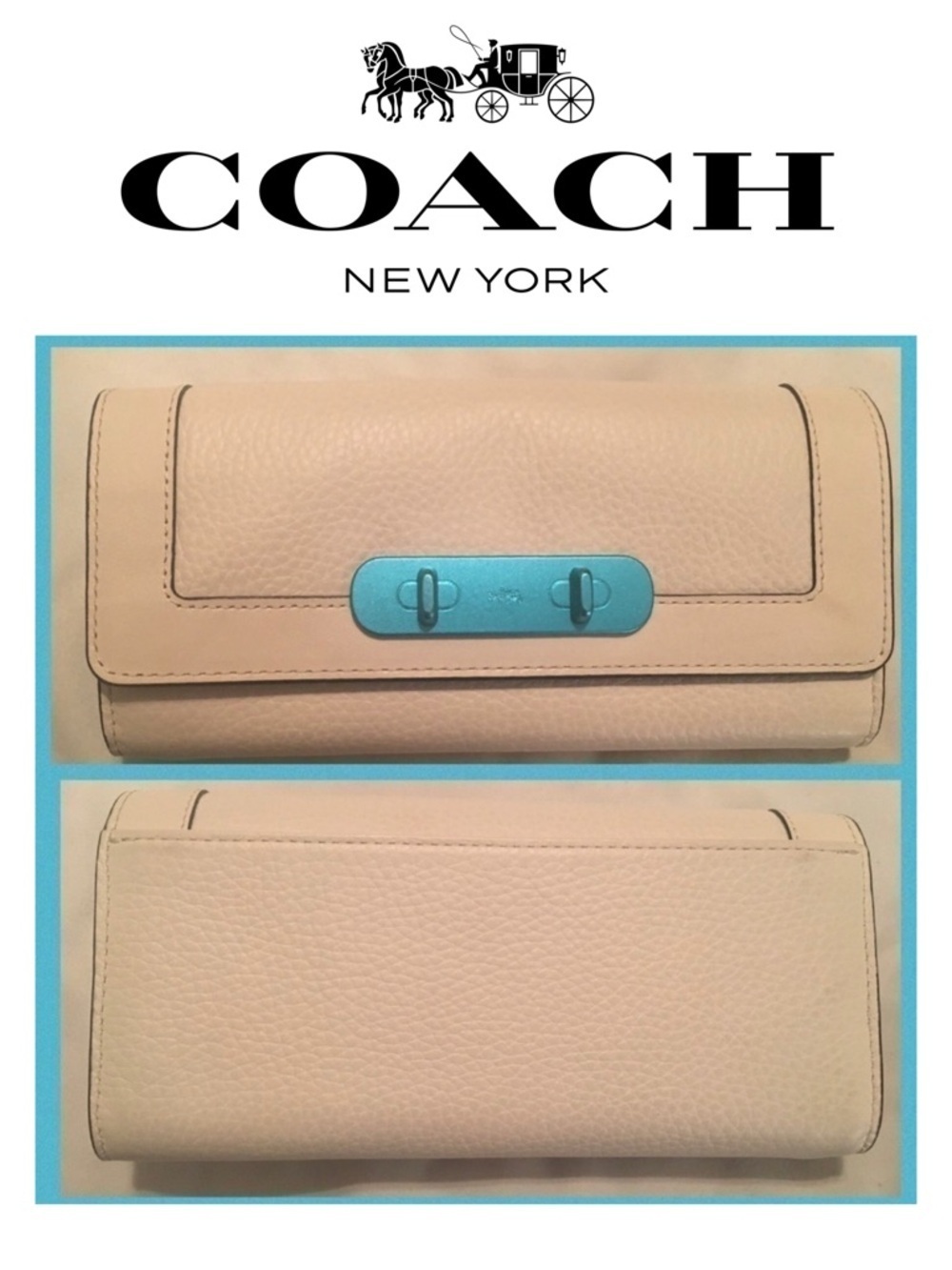 Coach Chalk White & Turquoise Retail Wallet